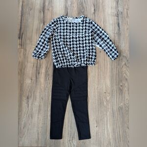 Jessica Simpson Set, Houndstooth Velvet Top, Matching Leggings, NWT, 4